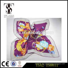 Lila Farbe Schal elegante Baum-Pfingstrose Muster Seide Schal Einfarbig für Verkauf